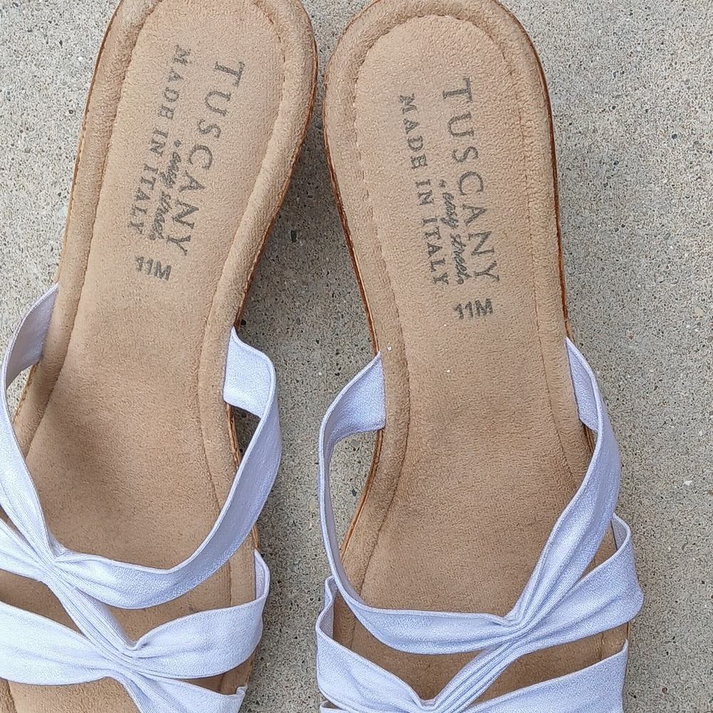 TUSCANY Easy Street Women's Wedge Sandal ITALY White & Silver Size 11 - Picture 5 of 10